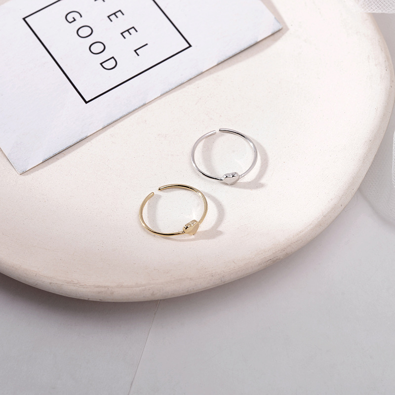 Mini Cute Heart Single Rhinestone Ring