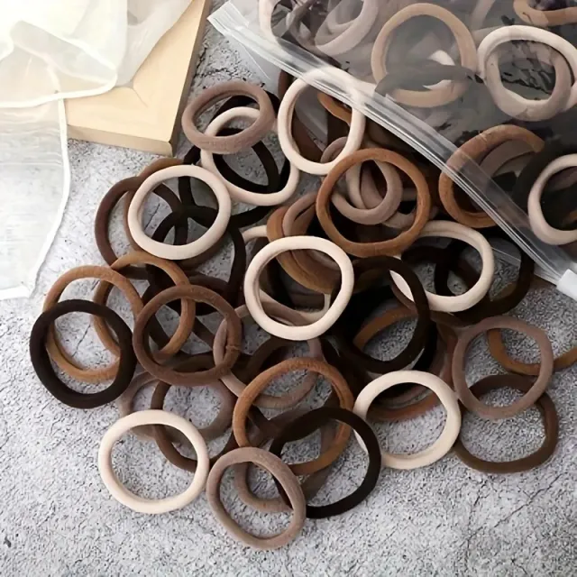 Towel Ring Hair Bands 4cm Solid Color Elastic Hair Rope Female Height Hair Accessory For Ponytail 4Cm Milk Brown 50 Bags - Shop at LoveMi