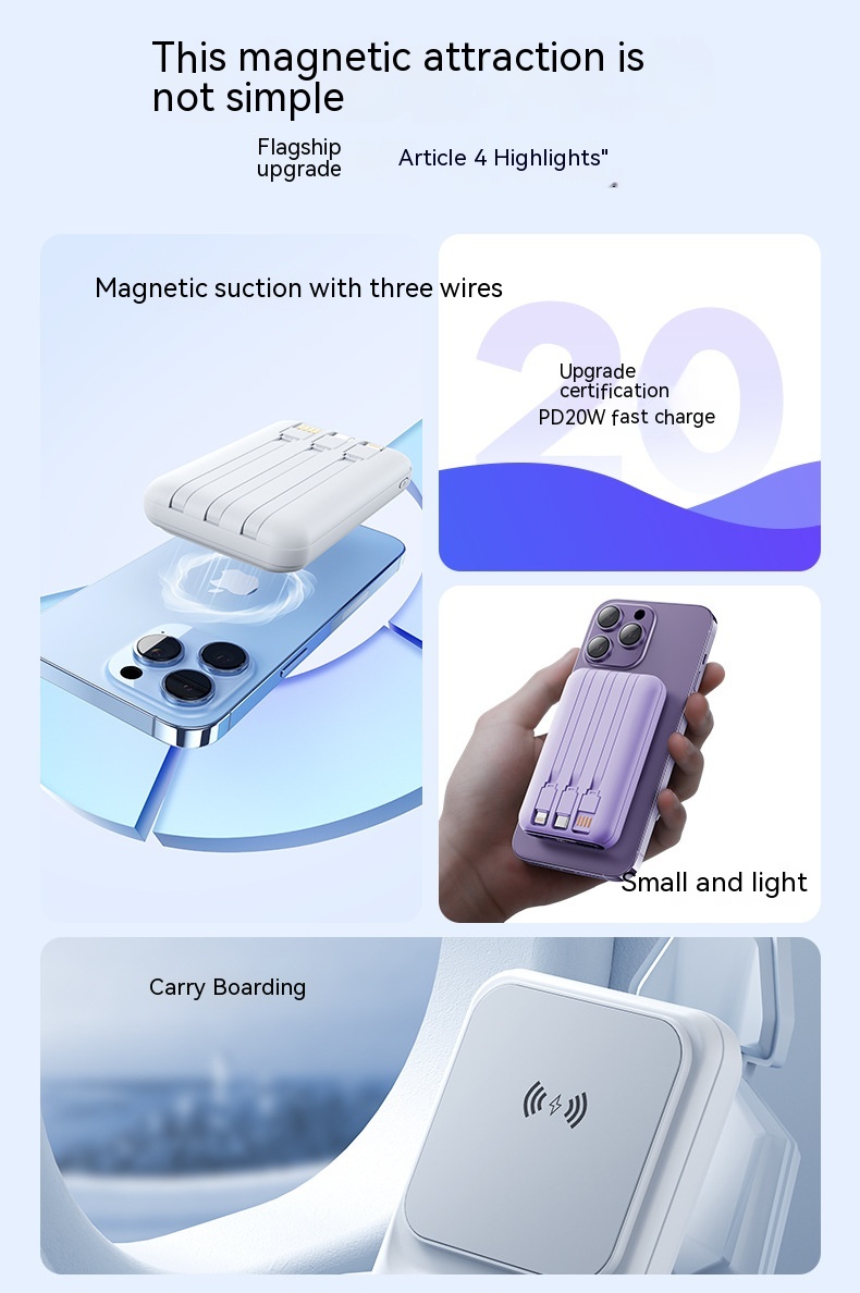 Magnetic Wireless Charger Power Bank With Cable Super Fast Charge Mobile Power 10000 MA 31