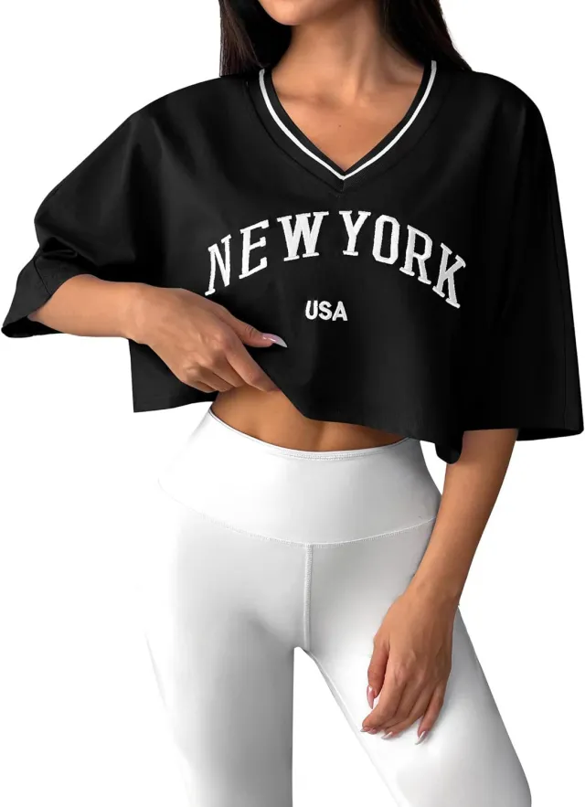 Letter printed Cropped Base layer Top For Women Black - Shop at LoveMi