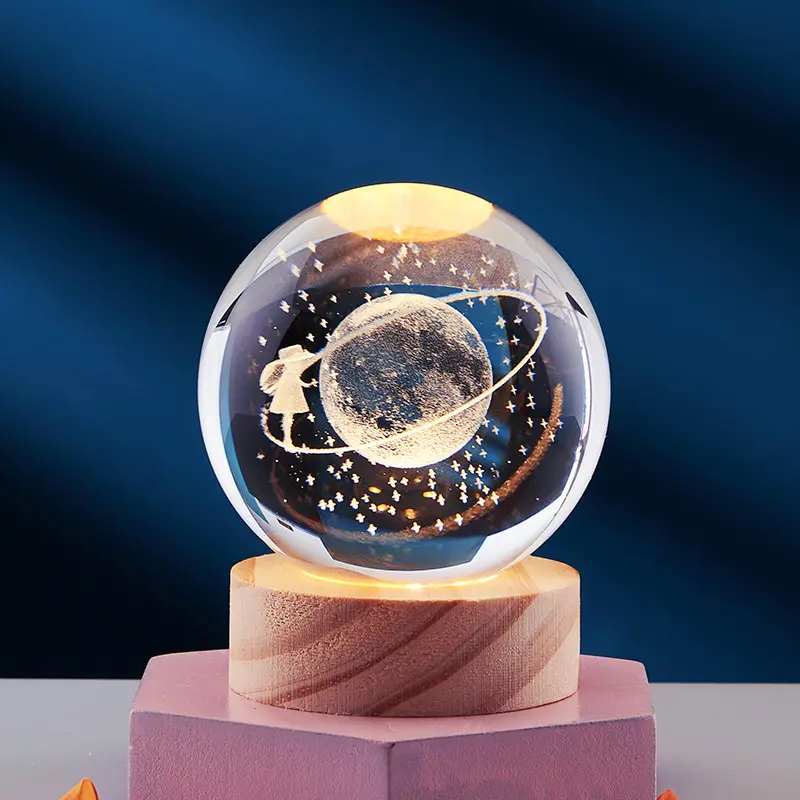 Crystal Ball 3D Inner Carved Solar System