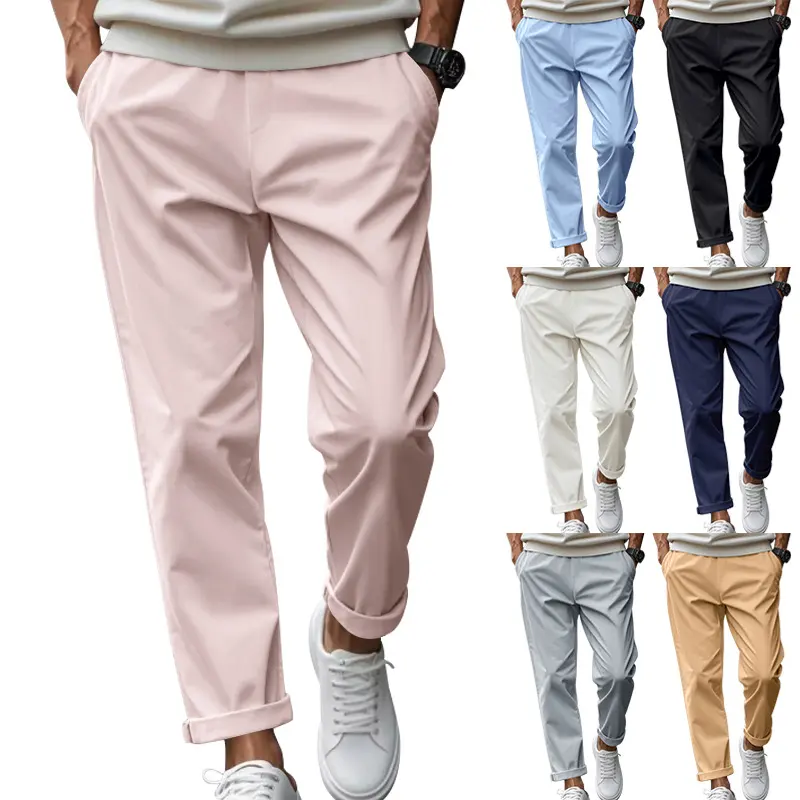 Men's Trousers with Pockets Casual Loose Comfortable Quick-drying Waist-tied