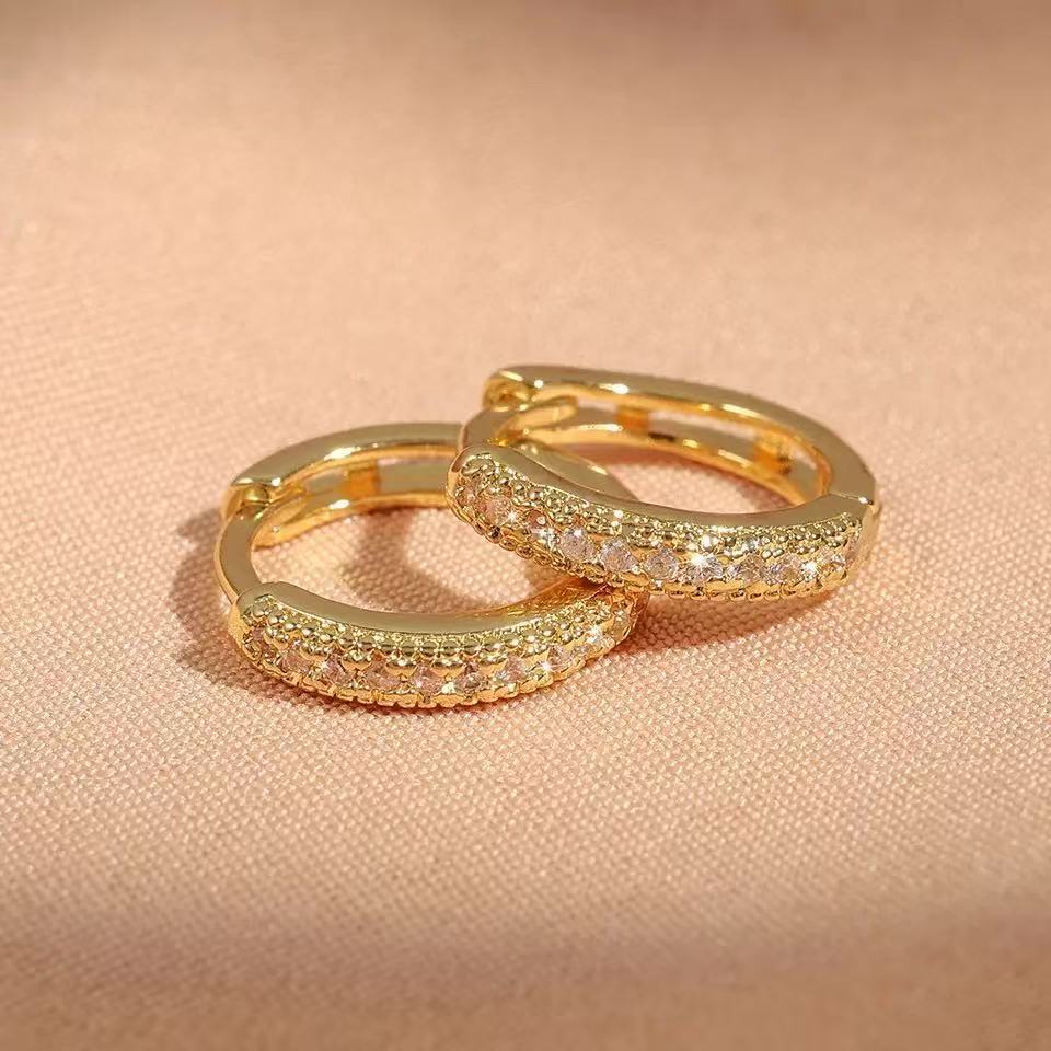 Korean-style Micro-paved Diamond Earrings Minimalist