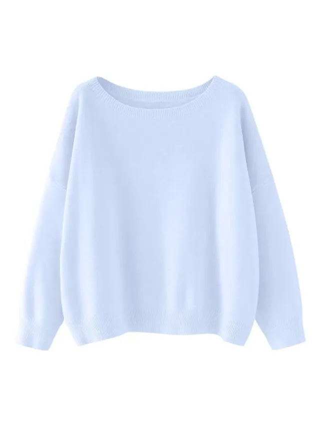 Autumn And Winter Round Neck Loose And Lazy Style Pullover Blue - Shop at LoveMi