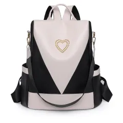 Simple Travel Backpack PU Anti-theft Backpack - Black - View 1