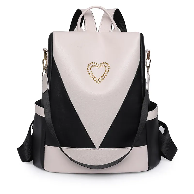 Simple Travel Backpack PU Anti-theft Backpack - Black