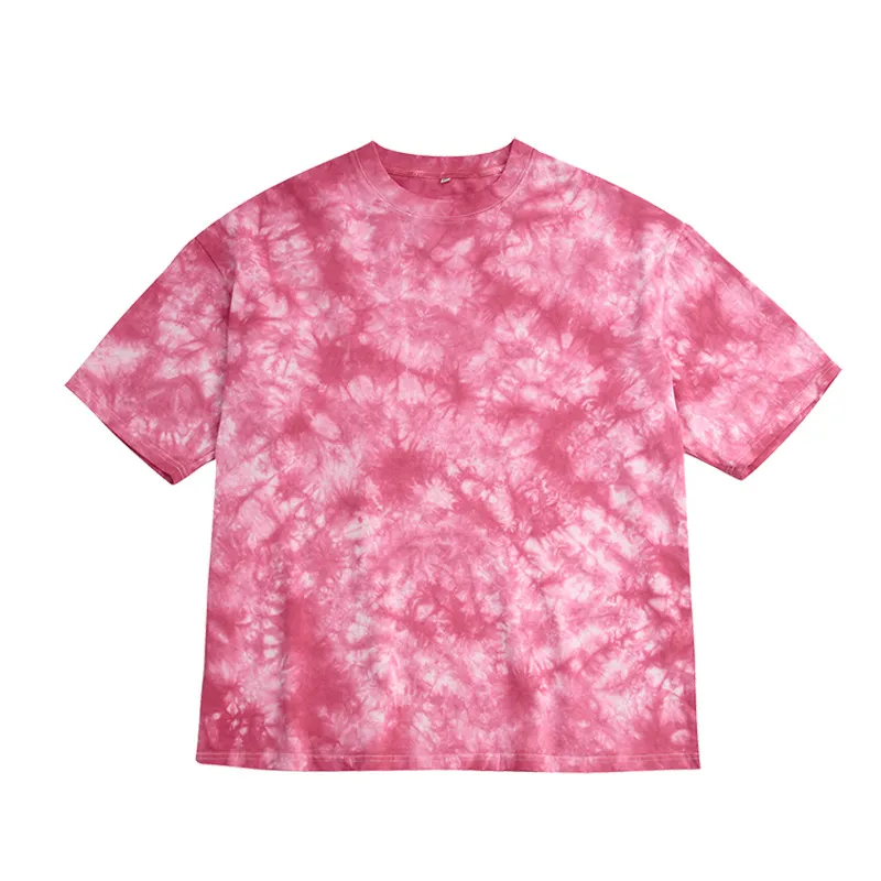 Tie-dye Pattern Short-sleeved T-shirt Popular Style - Fashion Pink