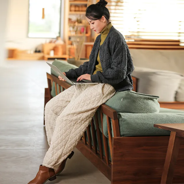 Artistic Style Design Loose Slimming Casual Cotton Padded Thickened Women's Lantern Cotton Pants Beige - Shop at LoveMi