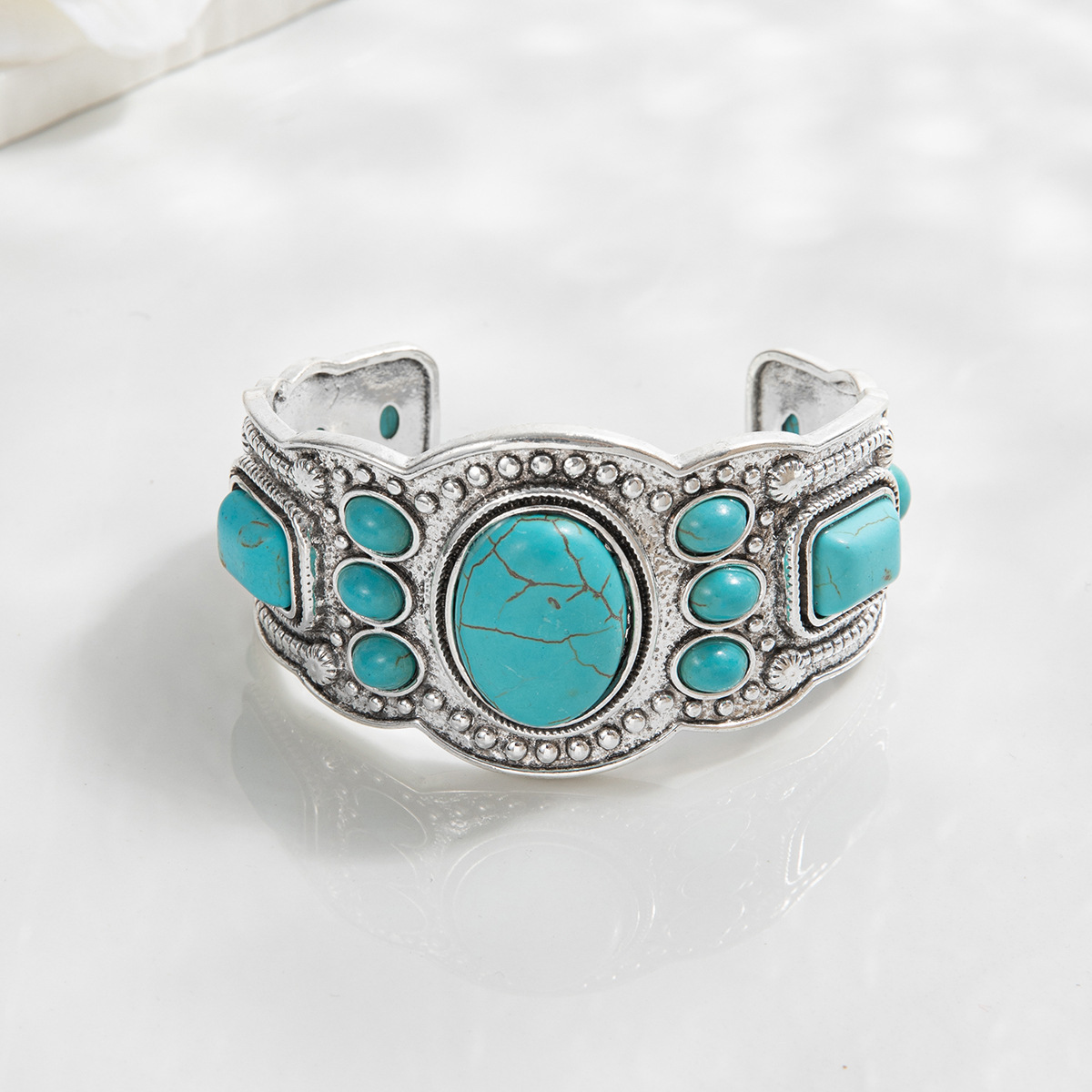 French-style Retro Ethnic Turquoise Bracelet For Women