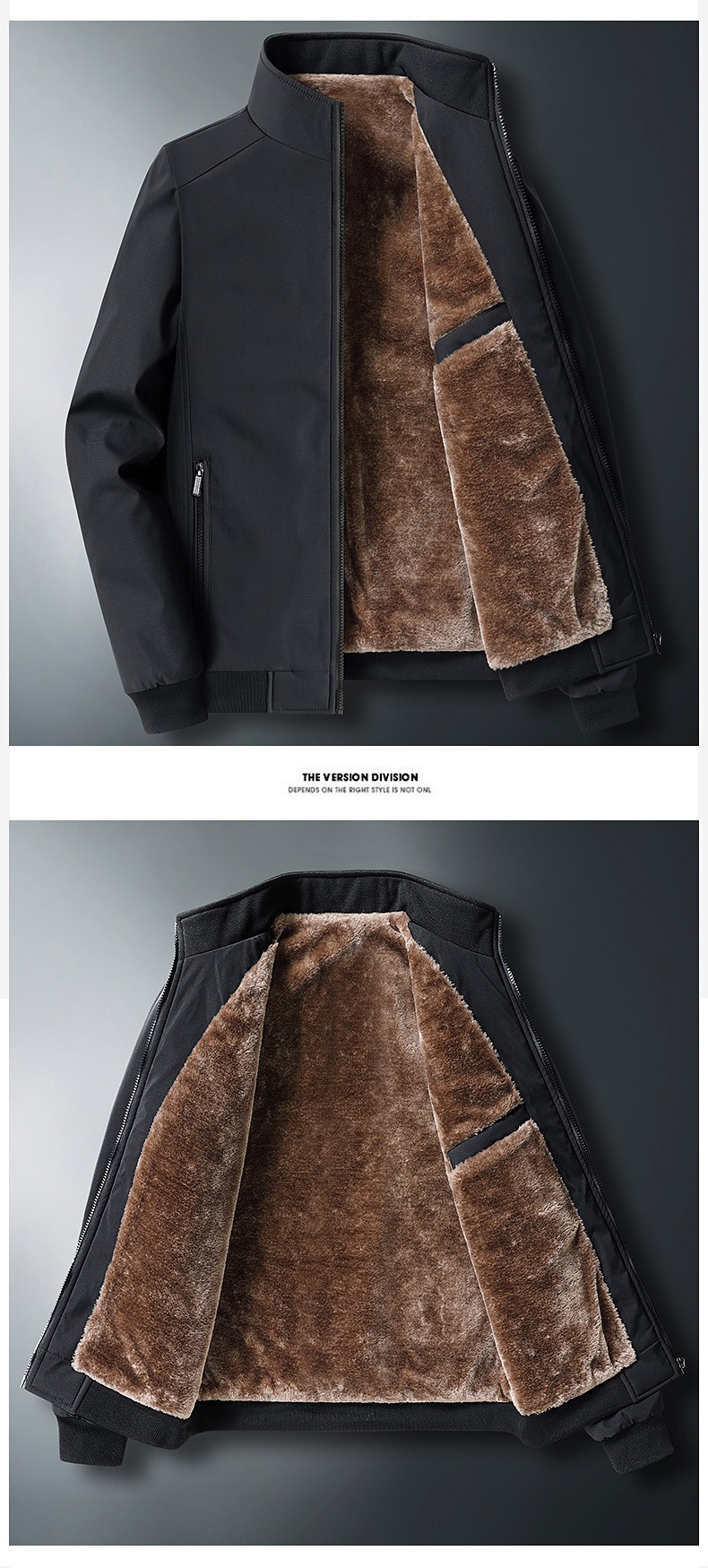 Men's Padded Fleece-Lined Winter Coat | Stand Collar detail image 5
