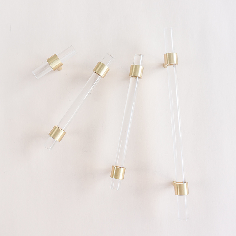 Acrylic brass long handle cabinet door handle (acrylic 128