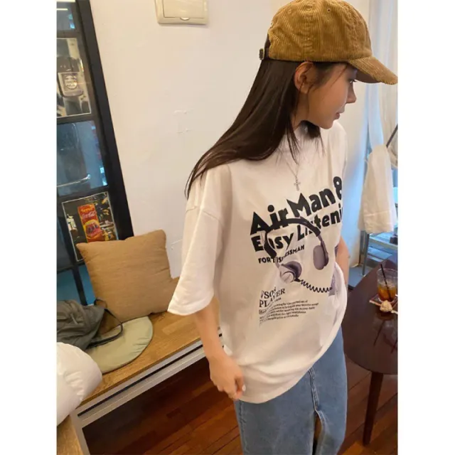 Women's Cotton Short sleeved T shirt Summer Fashion Korean Cartoon Loose Half sleeve Top White - Shop at LoveMi