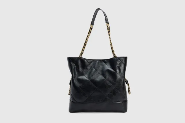Special Design Large Capacity Black Diamond Chain Shoulder Handbag Black - Shop at LoveMi