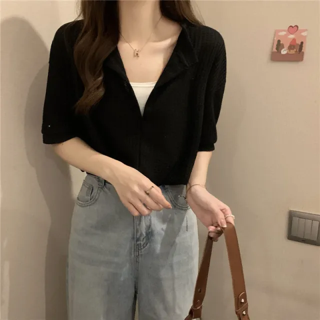 Women's V Neck Short Sleeved T Shirt Loose Tops Black - Shop at LoveMi