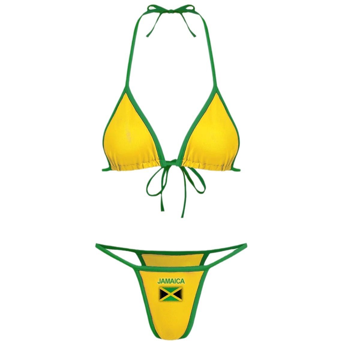 European Station Bikini Halter Triangle Bag Contrast Color Swimsuit Female Summer Basic Set