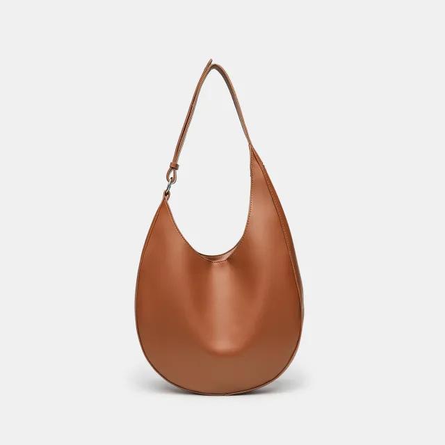 Semicircle One shoulder PU Leather Crossbody Women's Tote Bag Brown - Shop at LoveMi