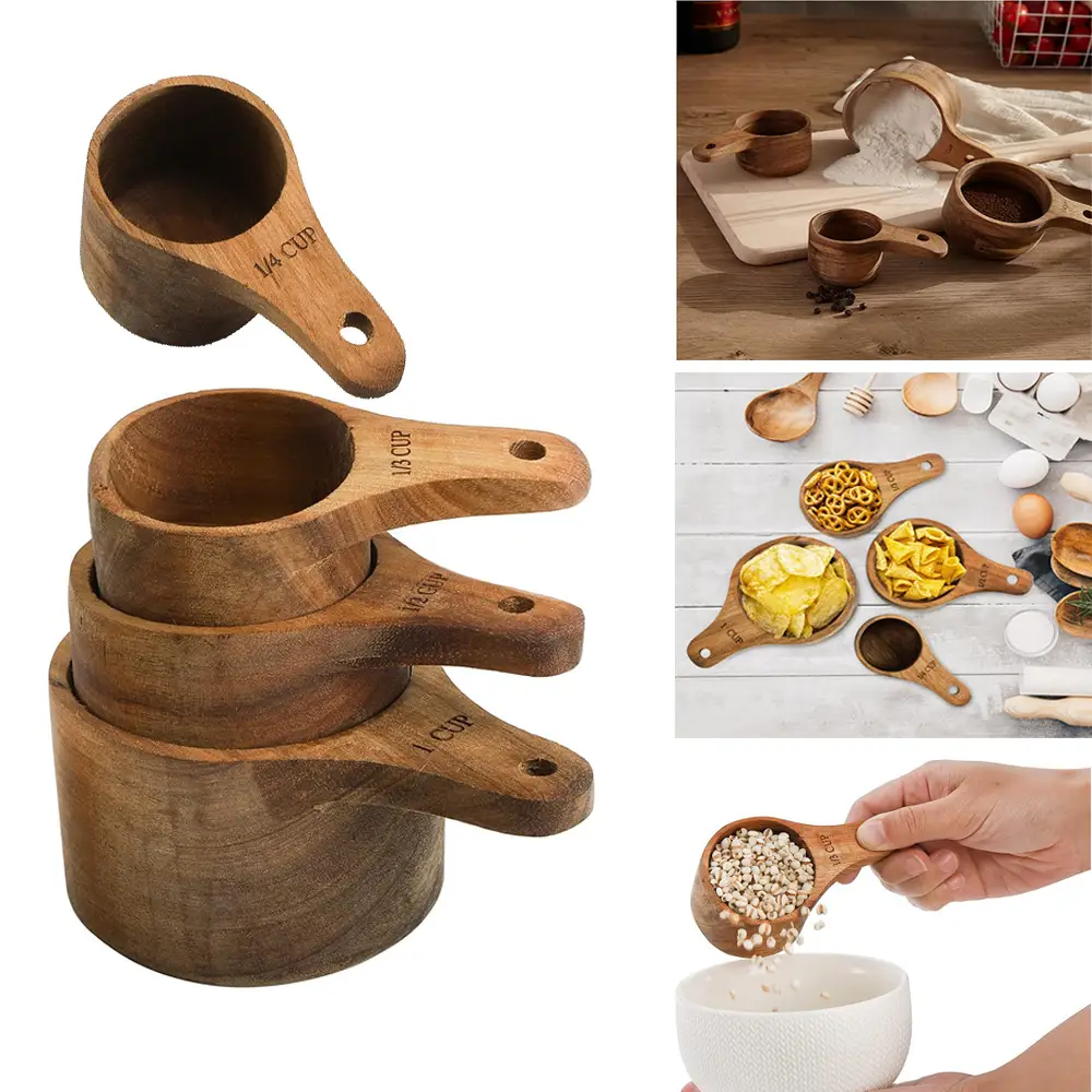 Measuring Spoon Suit Coffee Bean Degree Measuring Spoon Baking Tool 4-piece Set Acacia Mangium Measuring
