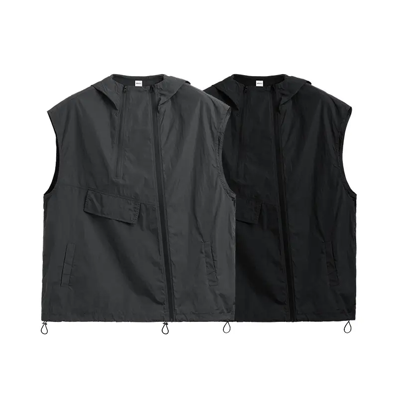 Functional Zipper Vest Japanese Vest Hooded Coat