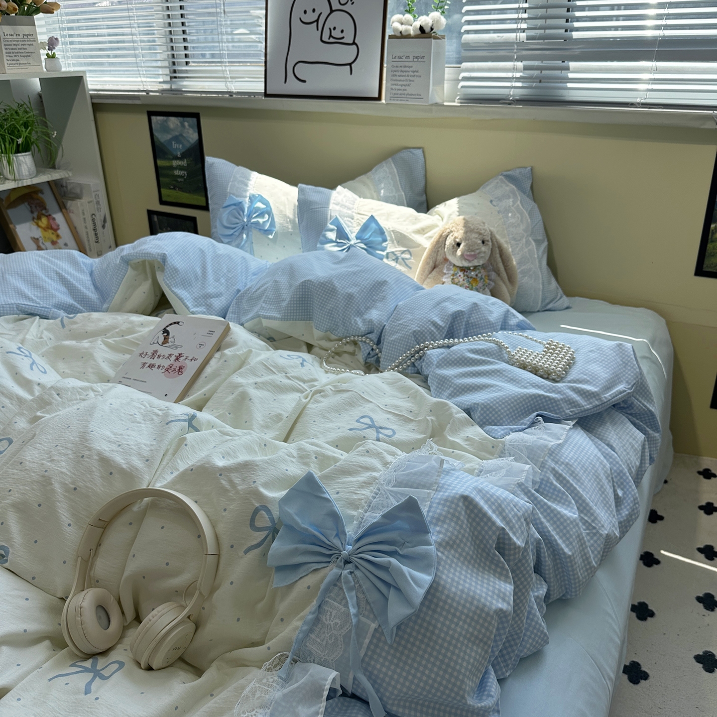 Princess-style All-cotton Four-piece Bedding Set With Bow Details
