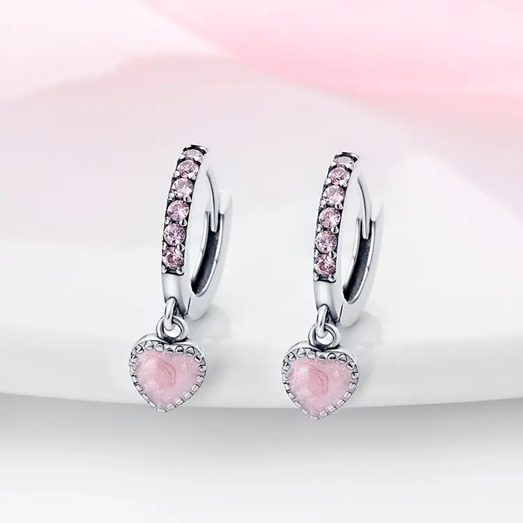 Love Heart Earrings 925 Sterling Silver High-end Fashion