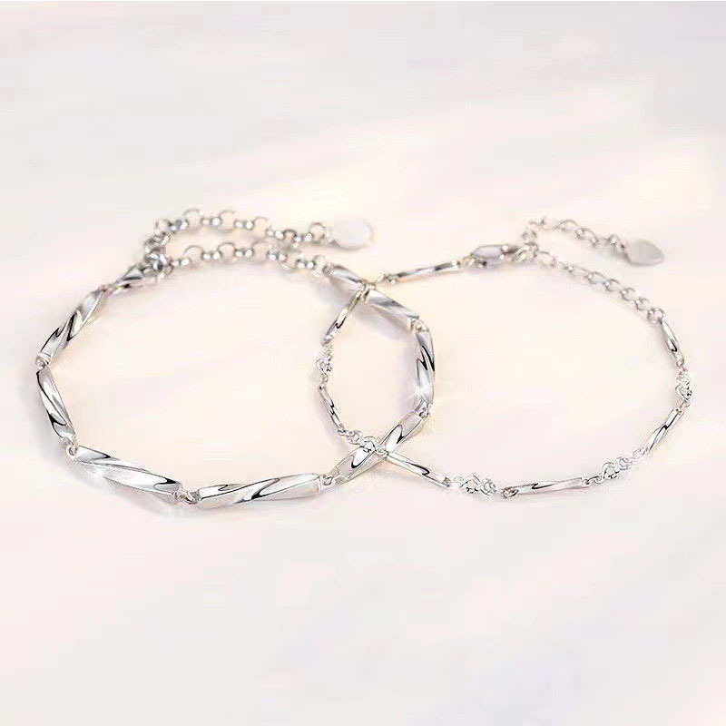 Fashionable Couple Bracelets Sterling Silver Plated