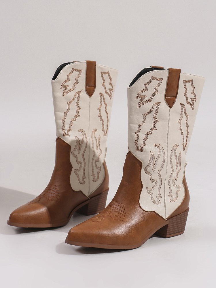 Embroidered Mid-Calf Boots — detail view 7