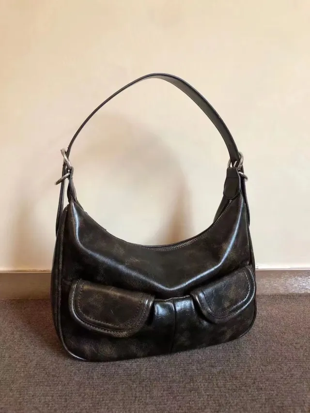 One shoulder Maillard Distressed Underarm Bag Women Main Picture Bag - Shop at LoveMi