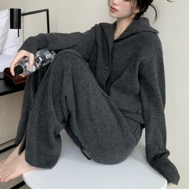 Fashion Casual Knitting Suit Women's Autumn And Winter New Gray - Shop at LoveMi