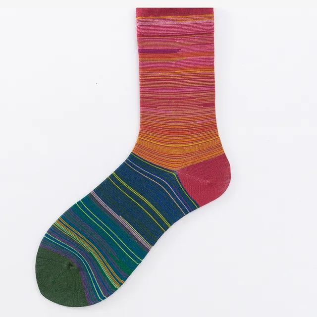 Fall Winter Fashion Animal Cartoon Cotton Mid calf Length Socks Horizontal Thin Lines - Shop at LoveMi