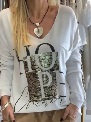 Women's Fashion Printing V neck Long Sleeve Top 2 Models D764 - Shop at LoveMi
