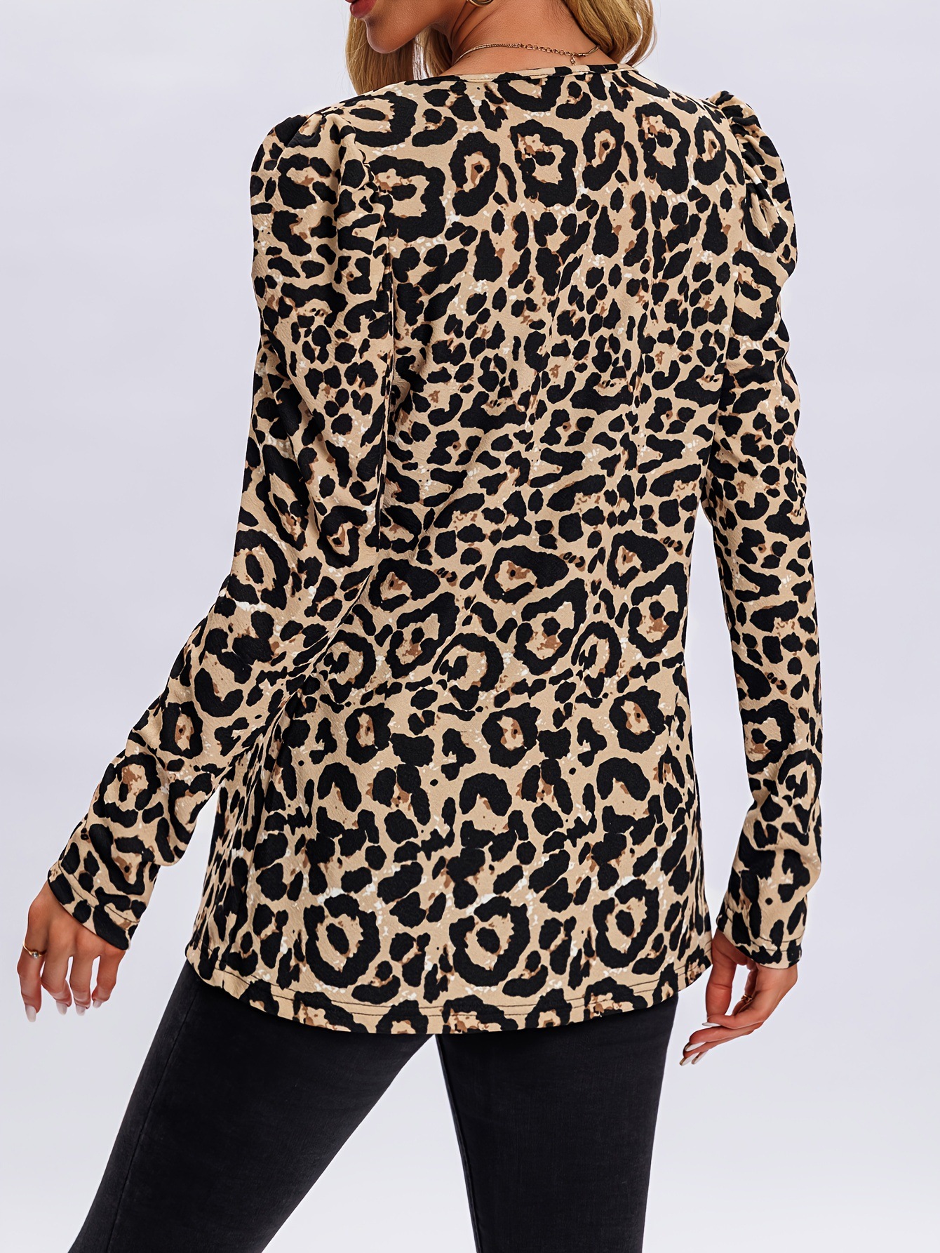 Comfortable Leopard Print Long Sleeve Medium Length Open