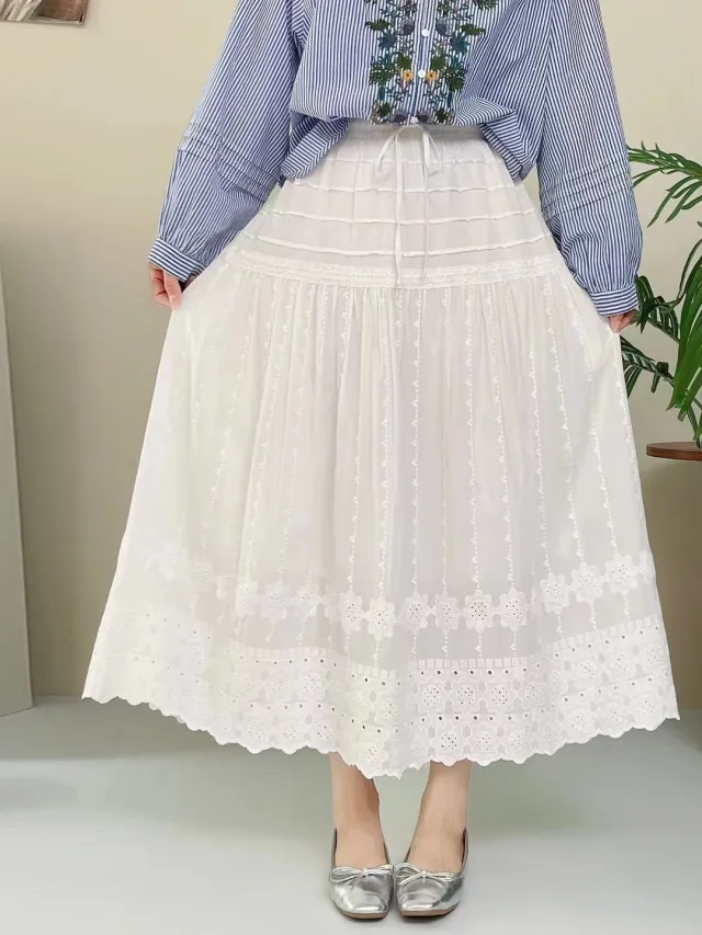 French Sweet A Line Skirt High Waist Slimming Dress White - Shop at LoveMi