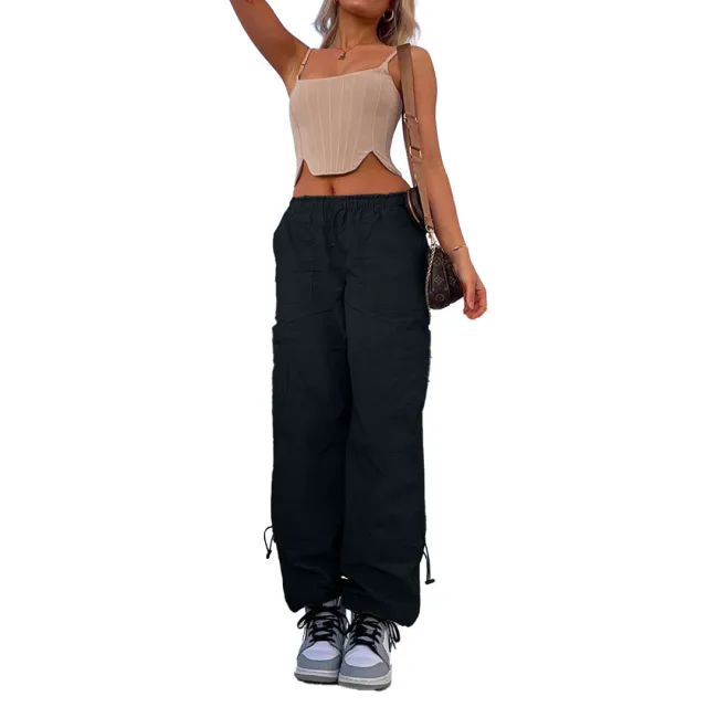 Multi bag Straight Cargo Casual Pants Black - Shop at LoveMi