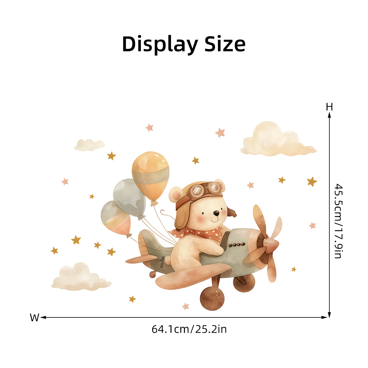 Title 6, Bear Pilot Self-adhesive Wall Sticker Cute Cartoon