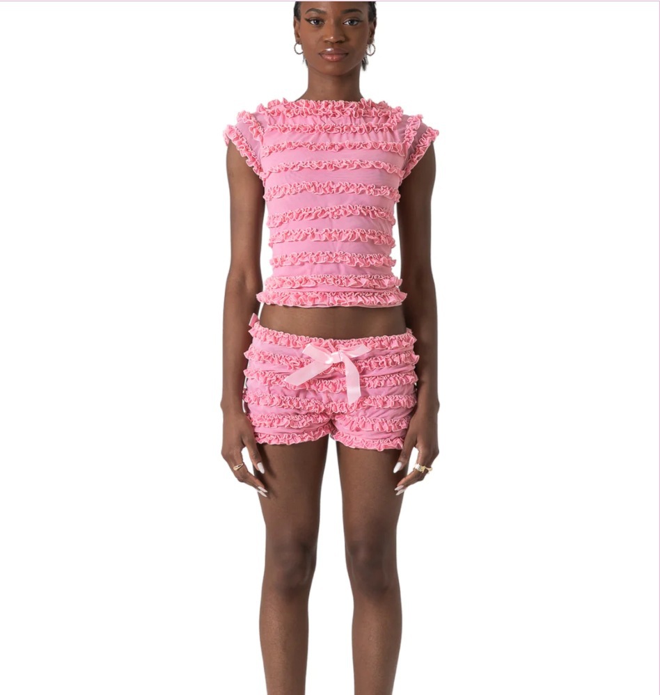 Camisole Women's Summer Lace Puffy Shorts Two Pieces