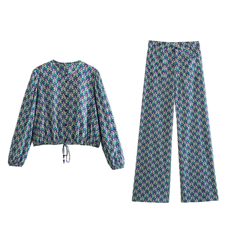 Cotton Printed Top Printed Pants