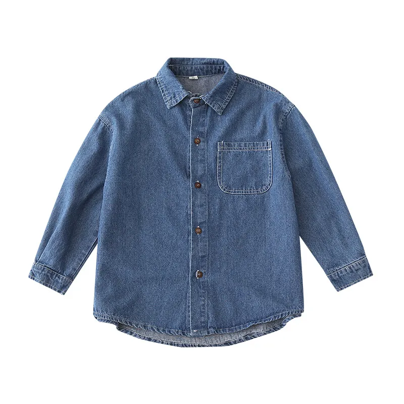 Korean-style Chic Vintage Denim Parent-child Shirt Set - Denim Shirt-3Xl