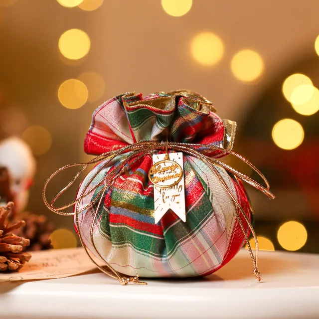 Christmas Gift Packaging Tote Bag Decoration Beige Red - Shop at LoveMi