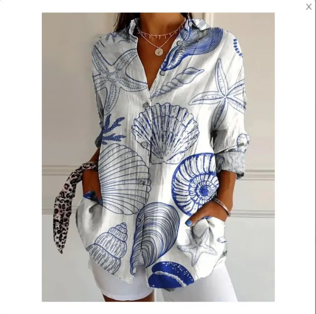 Women's 3D Digital Printing Fashion European And American Style Lapel Long Sleeve Shirt Nccs01Sx1128 4Xl - Shop at LoveMi