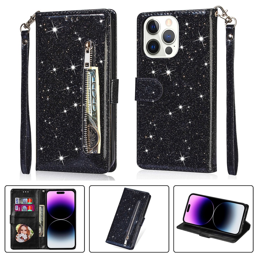 Zipper Mobile Phone Leather Case Flip Card - Image 25