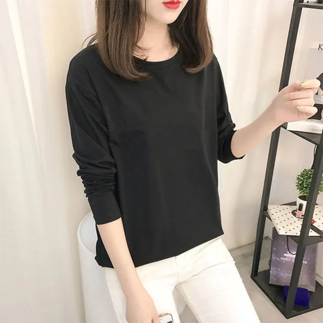 Spring And Autumn New T shirt Versatile Bottoming Shirt Slim Fit Slimming Black - Shop at LoveMi