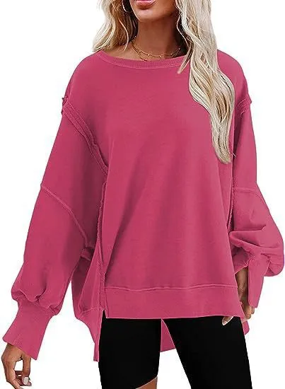 Women's Fashion Casual Loose Sweatshirt - Rose