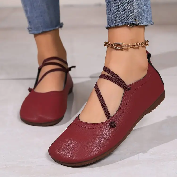 Little Leather Moms Flat Shoes Slip-on Loafers For Lazy Days