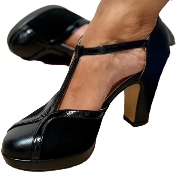 Womens Fashionable High-Heel Round-Toe Plus-Size Pumps