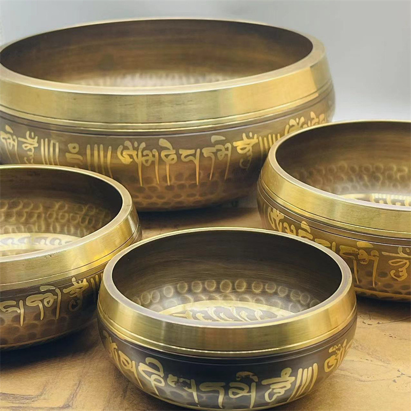 Buddhist Copper Singing Bowl with Leather Wooden Mallet - Various Sizes