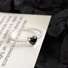 Sweet Cool Style Black Zircon XINGX Ring For Women - Black - View 1