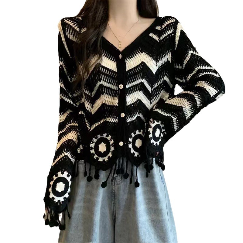 Women's Thin Hook Flower Pullover