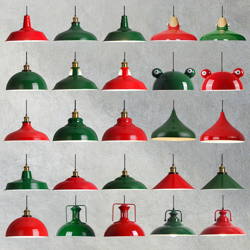 Retro Industrial Style Dark Green Nostalgic Lampshade Chandelier