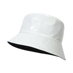 Outdoor Leisure All-match PU Leather Fisherman Hat - White - View 1