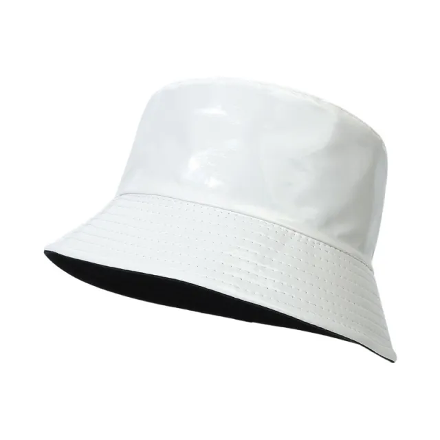 Outdoor Leisure All match PU Leather Fisherman Hat White - Shop at LoveMi